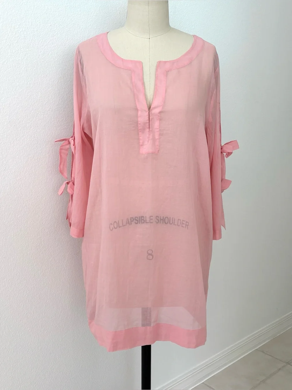 J.Crew Tie Sleeve Beach Tunic Cover-Up/Dress NWT Pink Lightweight Relaxed Size L